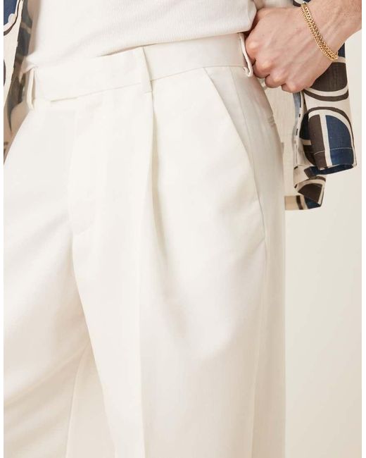 ASOS Nette Broek Met Losse Pasvorm En Plooien Aan De Voorkant in het Natural voor heren