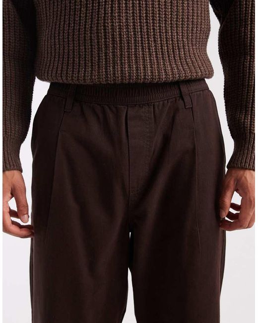 ASOS Black Pull On Relaxed Tapered Trousers for men