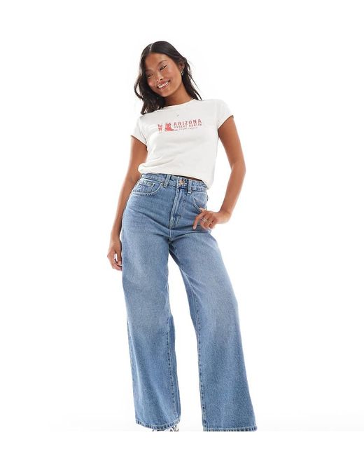 Only Petite Blue Hope High Waisted Wide Leg Jeans