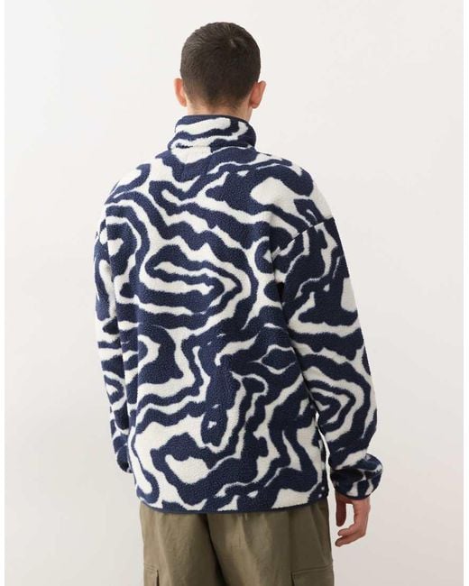 Columbia Blue Helvetia Half Snap Fleece Swirl Print for men