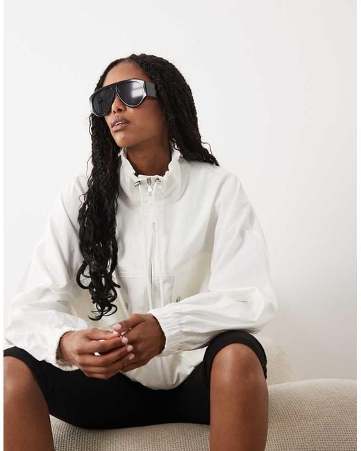 ARKET White Cotton Funnel Neck Utility Jacket