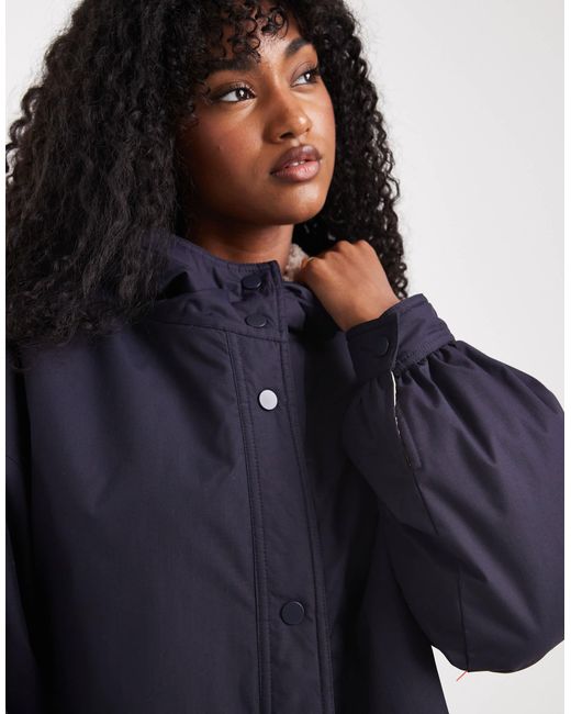 ASOS Black Oversized Fleece Lined Rain Coat