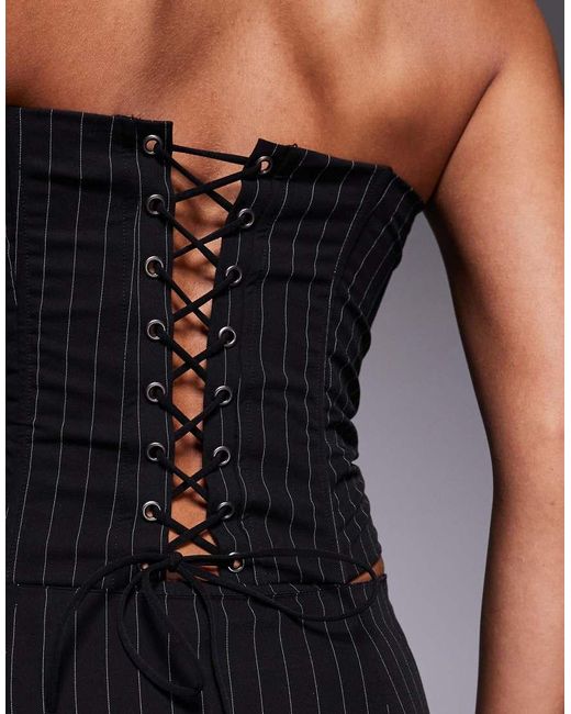 Edikted Gray Maeve Co-Ord Pinstripe Strapless Corset