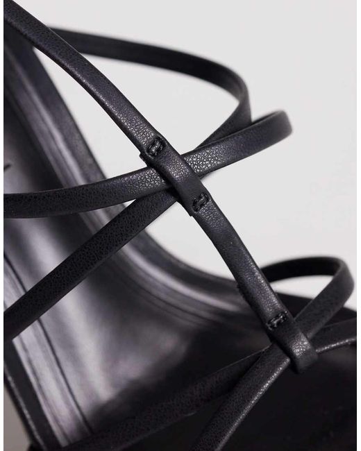 ASOS Black Wide Fit Natalia Caged T Bar High Heel Sandals