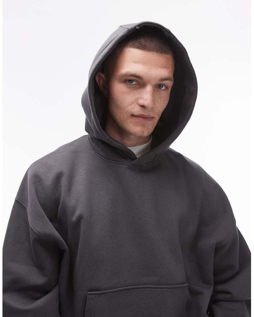 Topman Oversized Premium Hoodie Van Zware Kwaliteit in het Black voor heren