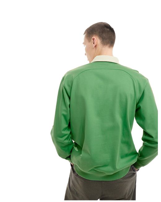 Felpa con colletto stile rétro di Adidas Originals in Green da Uomo