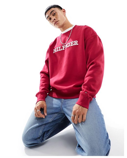 Tommy jeans best sale red sweatshirt