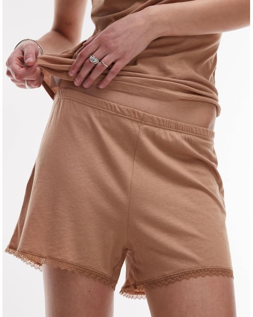 Mango White Modal Pyjama Short Co-ord With Satin Trim