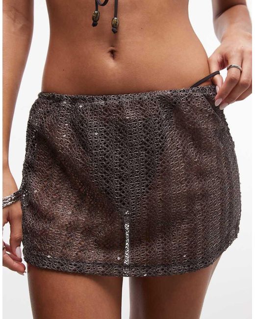 ASOS Gray Corey Resin Beach Festival Mini Skirt
