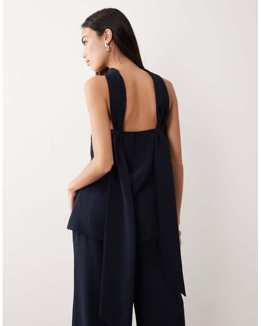 ASOS Blue Tailored Bandeau Top With Choker Detail Co-ord