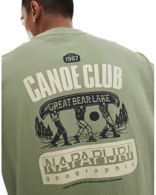 Napapijri Green Gouin Backprint Graphic T-shirt for men