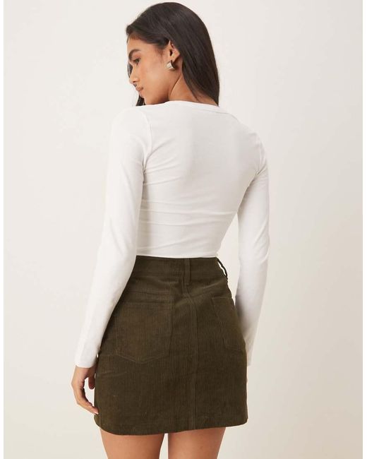 Threadbare Green Cord Mini Skirt