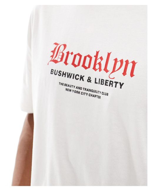 T-shirt oversize à imprimé brooklyn sur le devant ASOS pour homme en coloris White