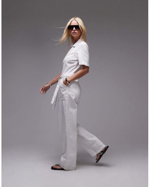 Combinaison décontractée en denim avec fermeture éclair Mango en coloris Gray