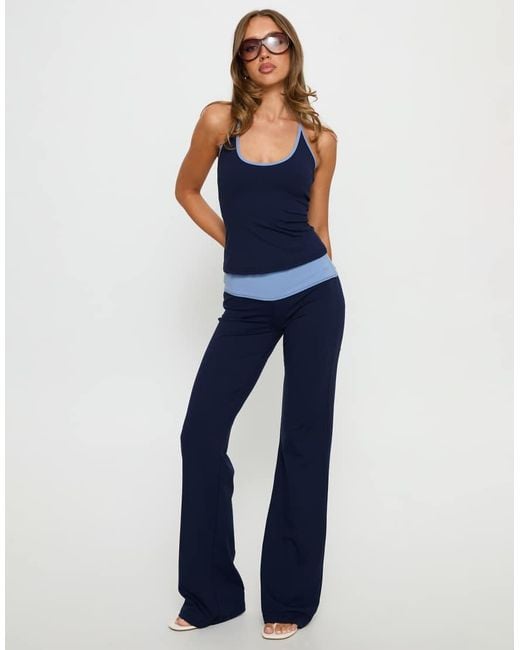 Princess Polly Blue Kobee Foldover Flare Pants