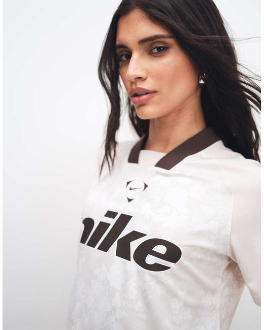 Nike White Oversized Lace Effect Football Top