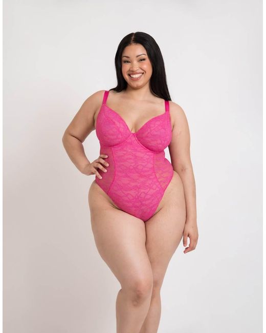 Curvy Kate Pink All Night Lace Fuller Bust Plunge Body