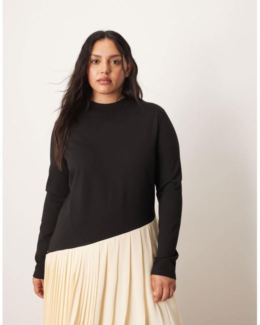 ARRANGE Black Curve – geformtes maxikleid aus kontrastierendem stoff