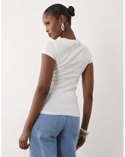 Gina Tricot White Crew Neck Top