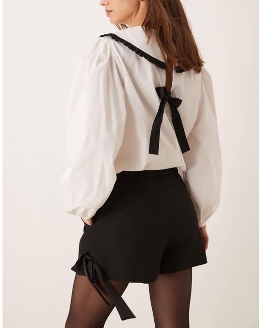 Miss Selfridge Black Ribbon Detail Tailored Shorts