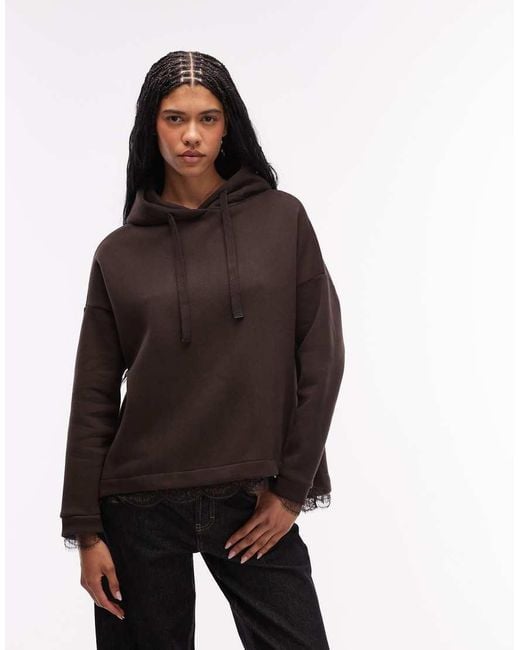 AllSaints Black Lace Trim Hoodie