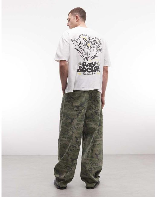 Reclaimed Vintage White Wide Leg baggy Jeans for men