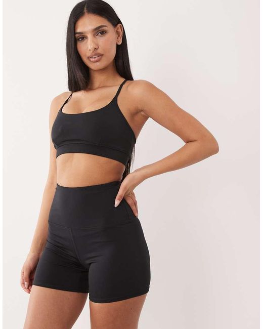4505 Black Hourglass Icon Active High Waist 5 Inch Legging Short With Zip Phone Pocket