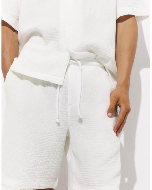 Pull&Bear Korte Bermuda Sweatpants in het White voor heren