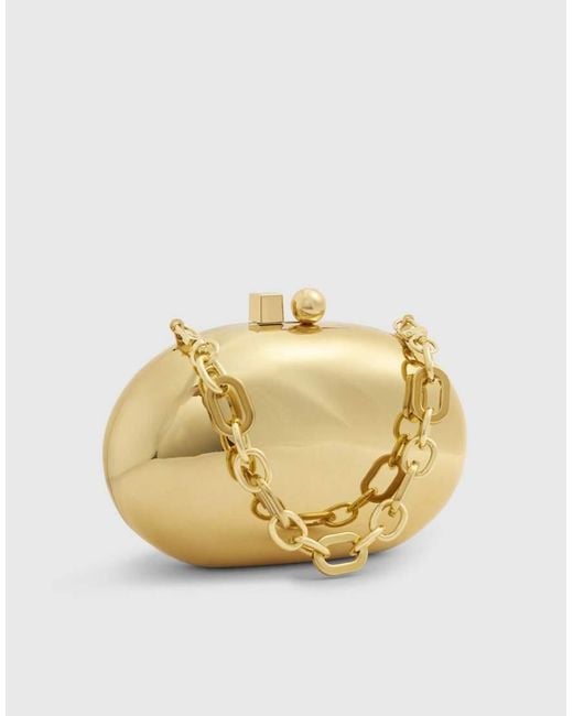 River Island Metallic Metal Hard Shell Clutch Bag