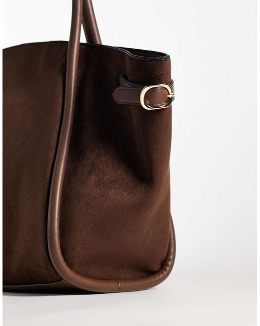 ASOS Brown Faux Suede Belted Tote Bag