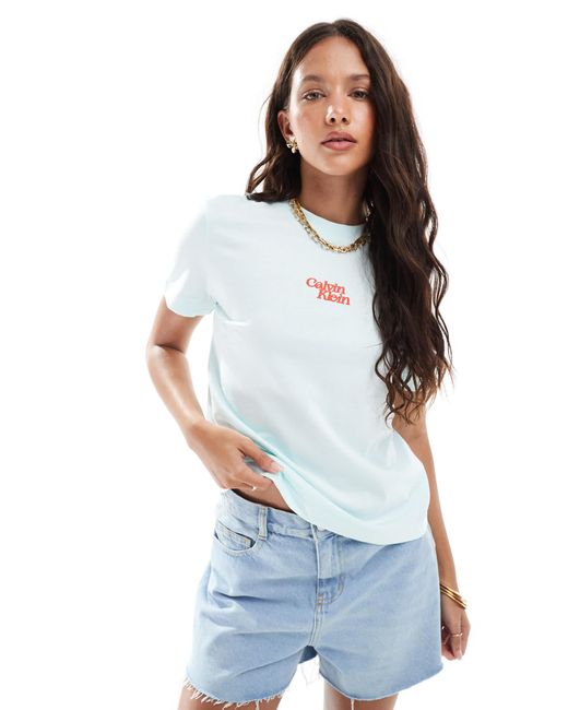 Calvin Klein White Central Script Logo T-shirt