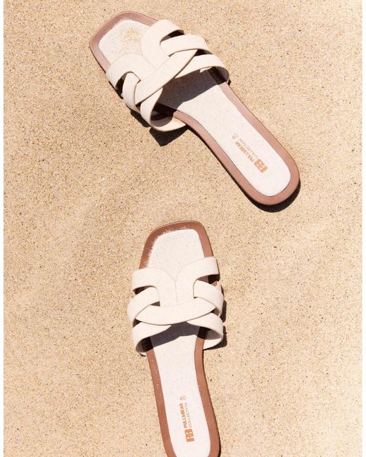 Pull&Bear White – flache slider aus stoff