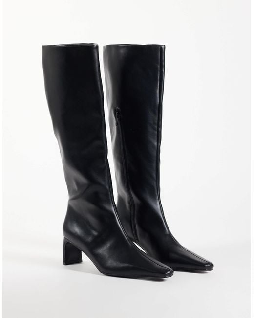 ASOS Black Cedrick Chisel Toe Heeled Knee Boots