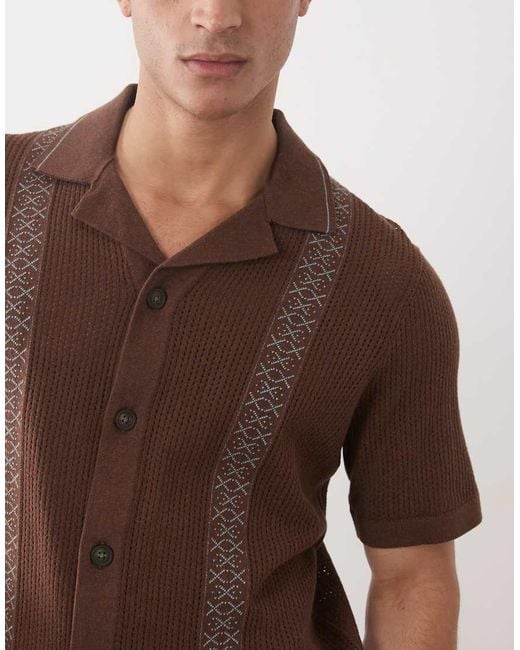 Only & Sons Brown Boxy Fit Knit Shirt for men