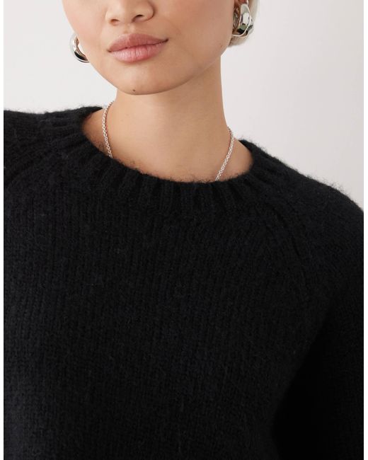 Monki Black Open Tie Back Knitted Jumper With Wool