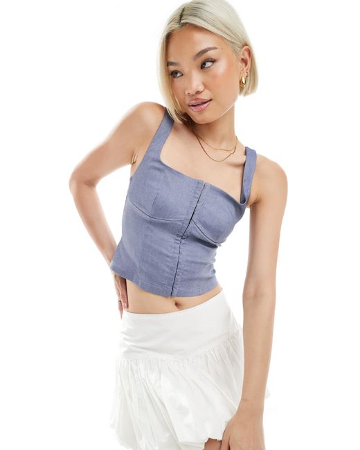 Stradivarius Blue Corset Top
