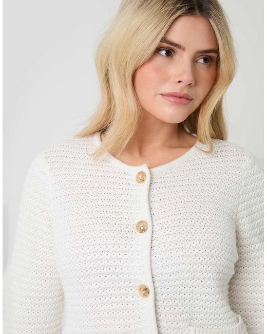 Threadbare White Patch Pocket Crew Neck Cardigan
