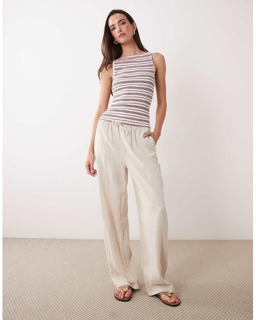 Miss Selfridge Multicolor Stripe Tank Top With Picot Trim