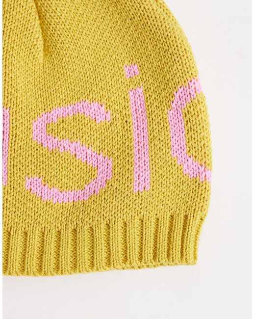Collusion Yellow Crochet Logo Beanie