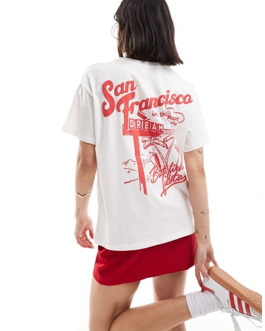 Bershka Red 'san Francisco' Oversized T-shirt