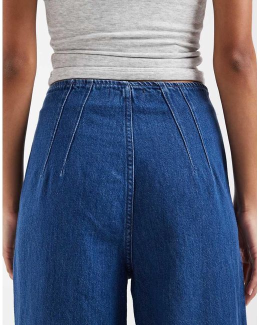 ASOS Blue High Waisted Wide Leg Jeans With Grown On Waist
