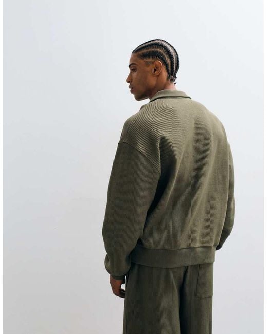ASOS Green Oversized Boxy Long Sleeve Polo for men