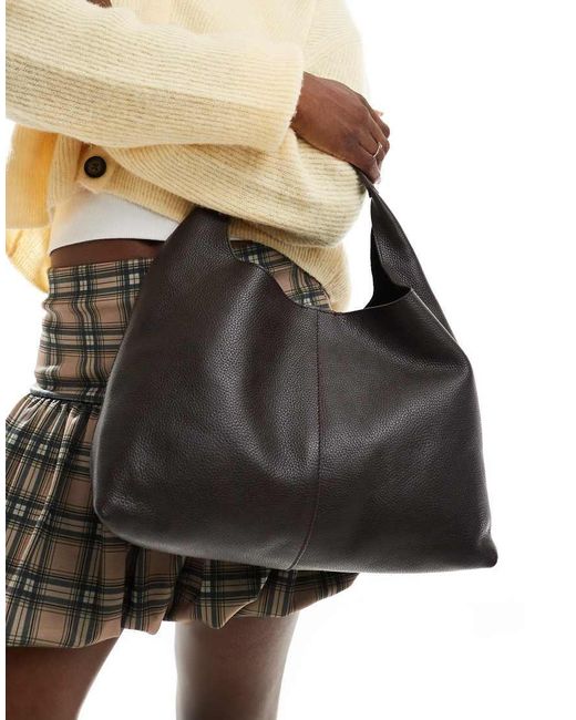 & Other Stories Black Small Leather Tote Bag