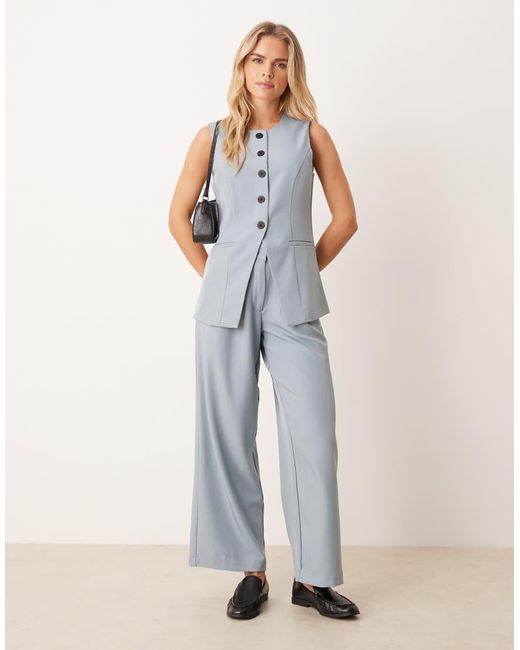 JDY Petite Gray Longline Button Through Waistcoat Co-Ord