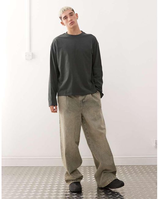 Camiseta De Corte Cuadrado Y Manga Larga De Weekday de hombre de color Black