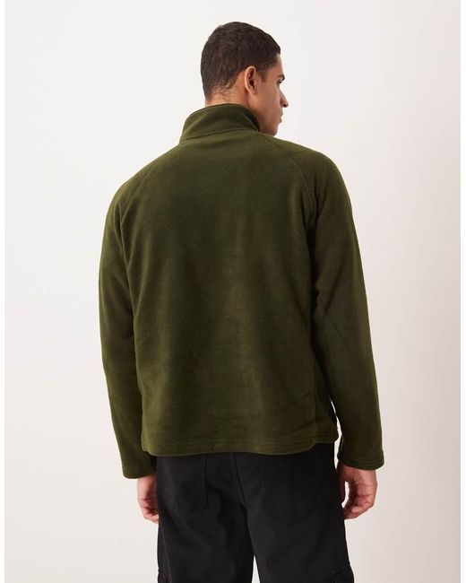 ASOS Green Relaxed Funnel Neck Quarter Zip Fleece Sweatshirt for men
