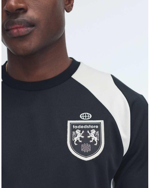 Faded Store Blue Logo Football Jersey With Panel Detail for men