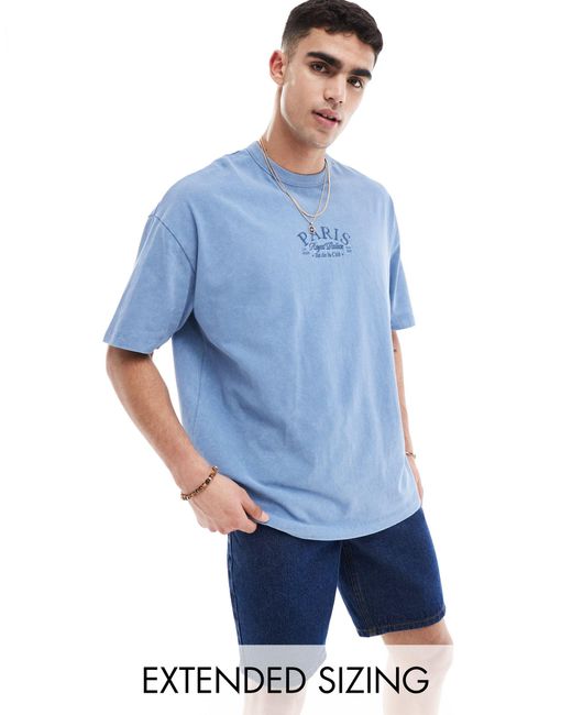ASOS Blue Oversized Heavyweight T-shirt for men