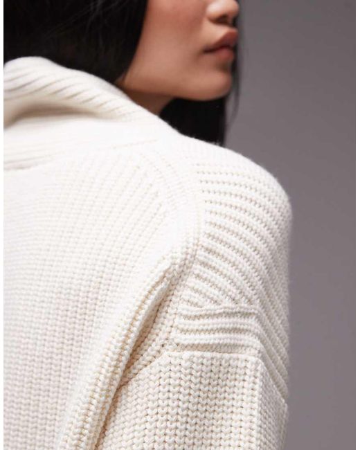 Jersey Hueso Extragrande Con Cuello Esmoquin De Punto De Canalé De Mezcla De Lana De ARKET de color White