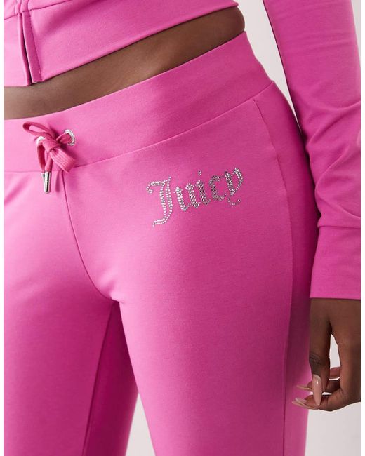 Juicy Couture Pink Diamante Logo Detail Low Rise Flared Trackies